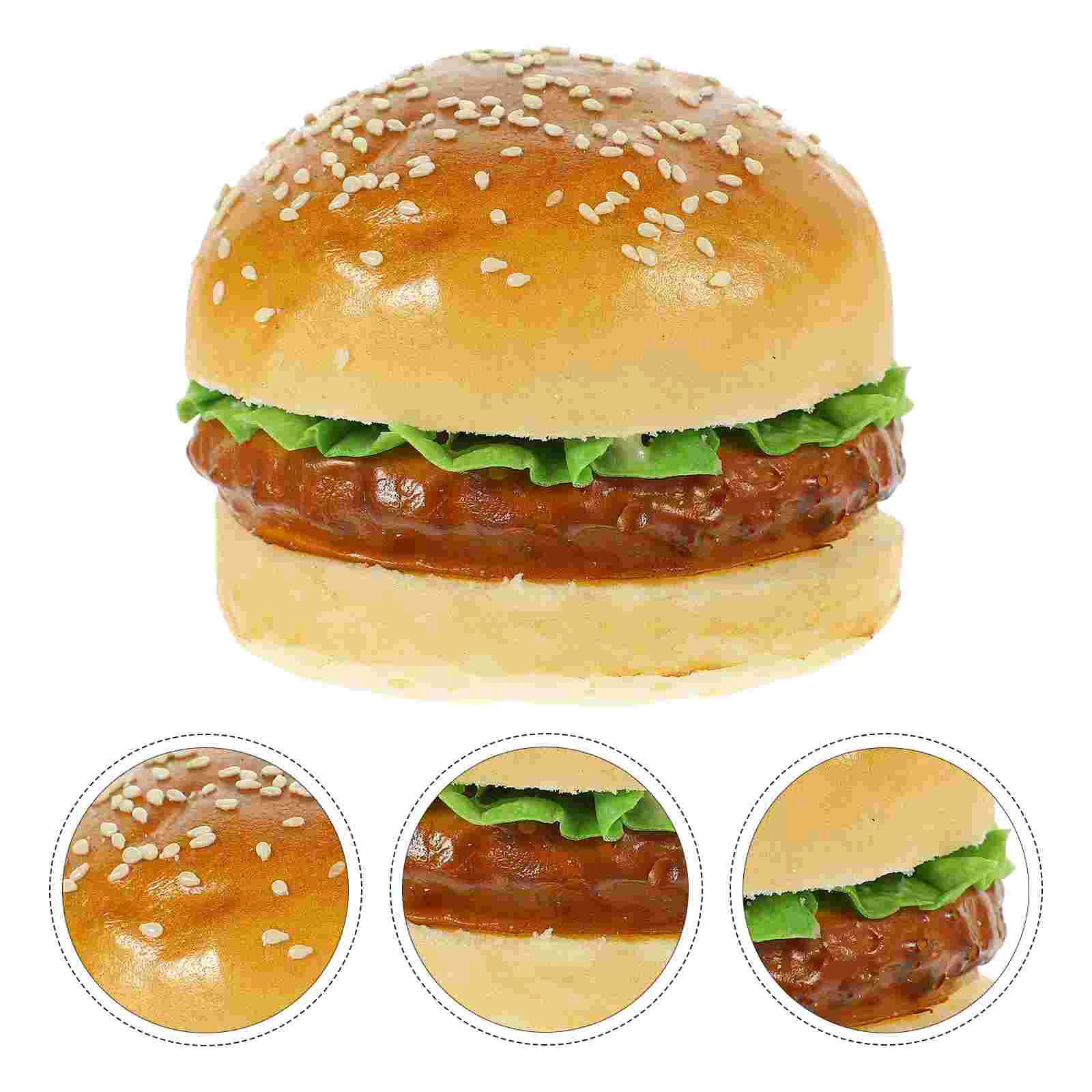 Simulated Hamburger Model Desktop Ornament Prop Mini Food Toys Fake Decor Burgers Scene Layout Bread Display Shop
