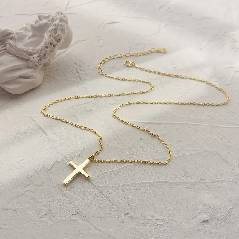 A1022 Minimalist Religious Jewellery 925 Sterling Silver Cross Pendant Necklace