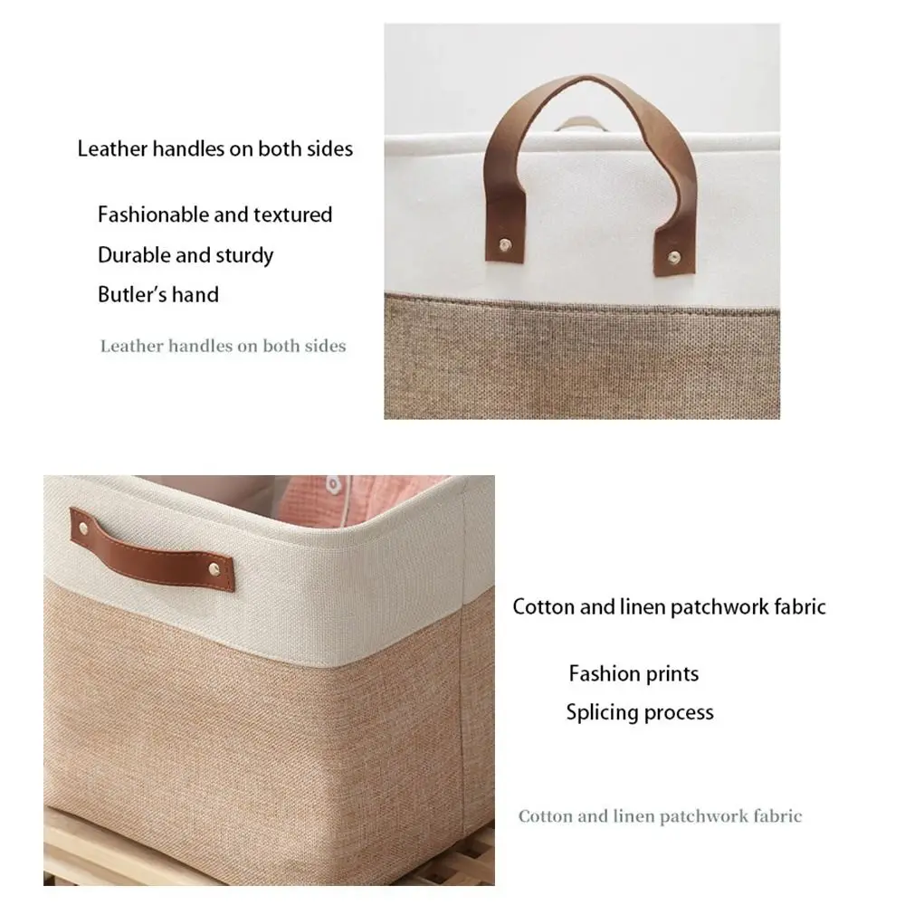 

Fabric Large Capacity Laundry Storage Basket Foldable Linen Organize Box Collapsible Cotton Laundry Hamper Bucket Sundries