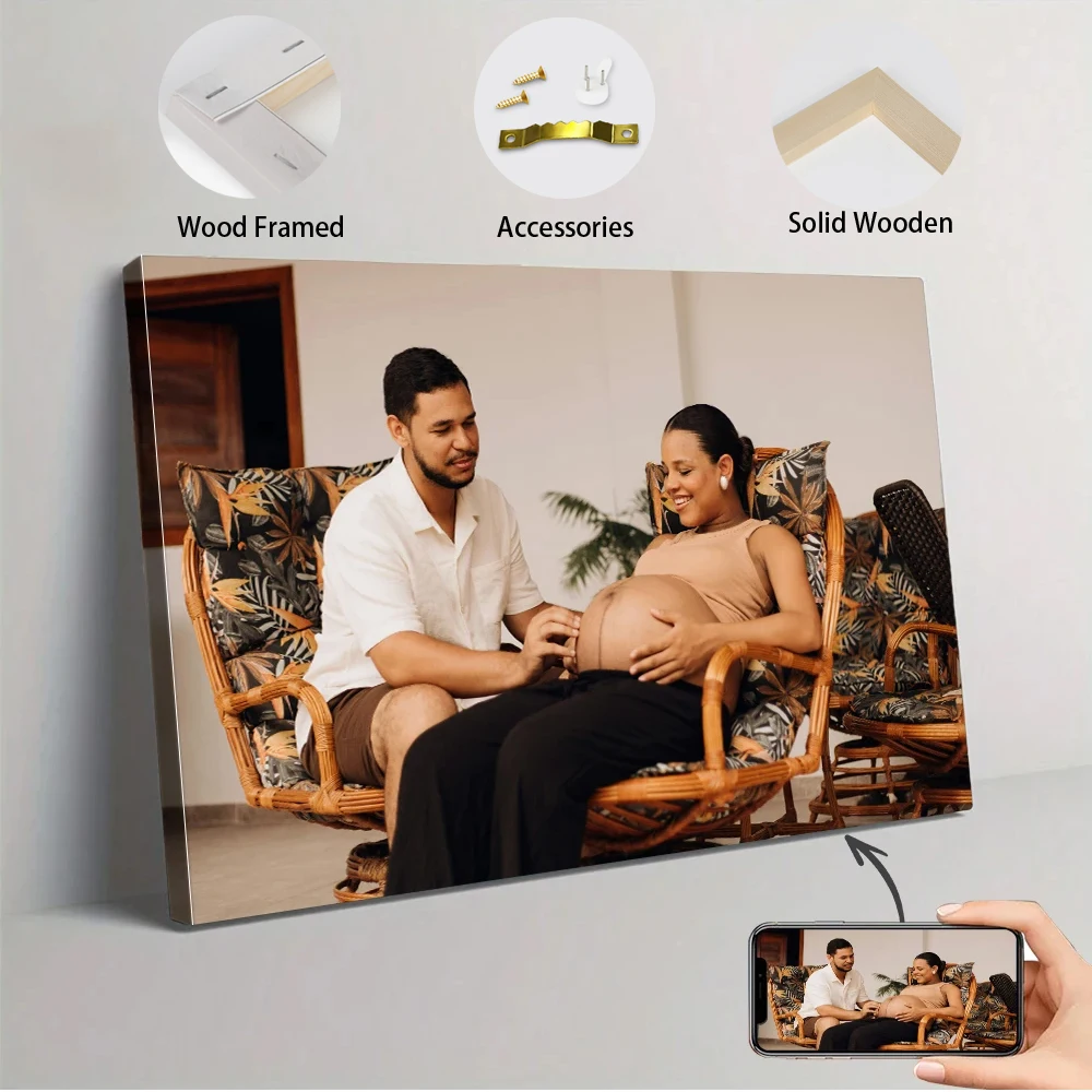 

Customize Your Photo Canvas Painting Wall Art DIY Wooden Photo Frame Couple Gift Hanging Frame Canvas Room Decoration Poster
