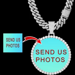 Medium Round 18K Gold Plated Memory Medallions Custom Picture Pendant Necklace For Men Hip Hop Jewelry Large Size Photo Pendant