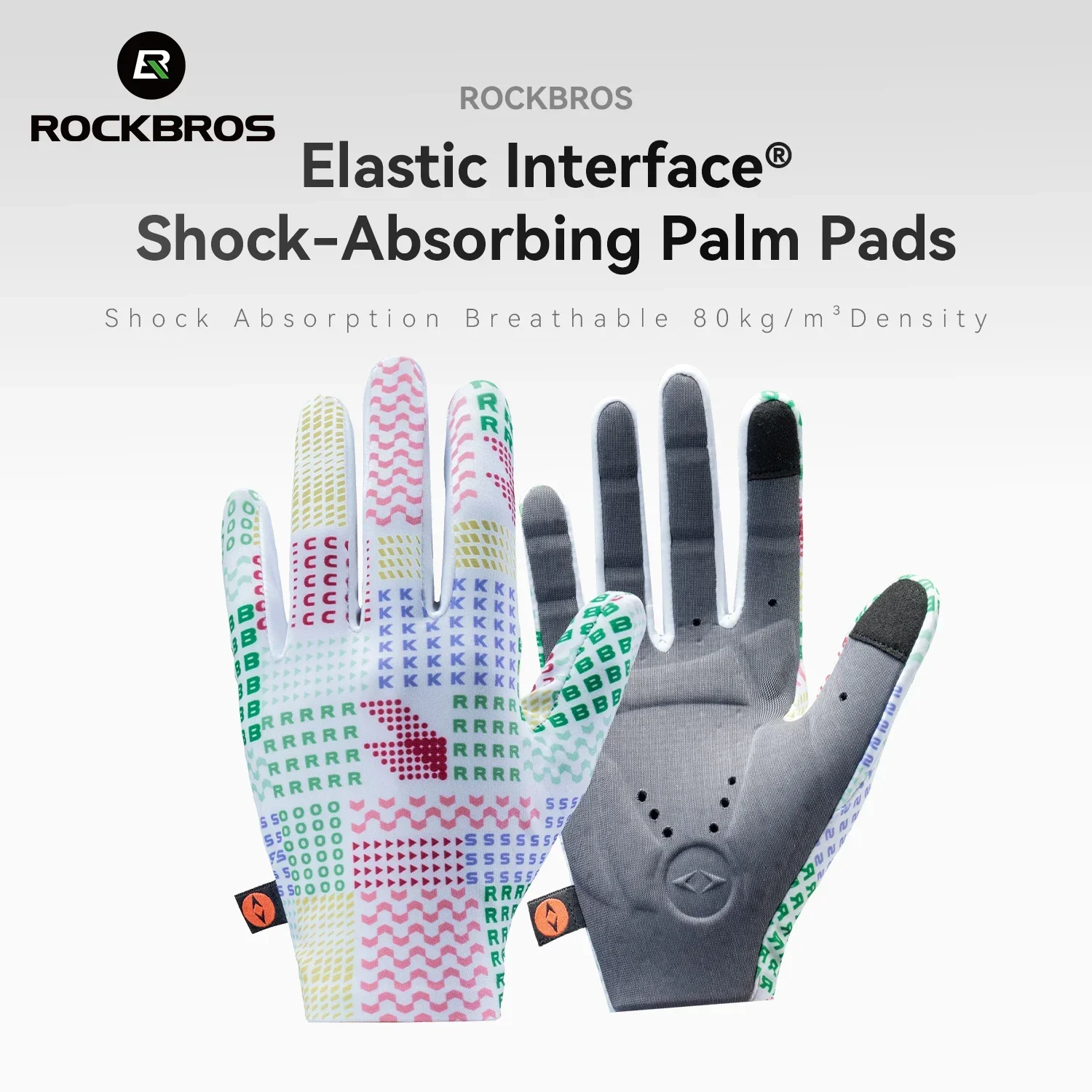 ROCKBROS Long Finger Bike Gloves Touchscreen Breathable Lightweight Gloves with Thickened Palm Pad Shock-Absorbing Bike Gloves
