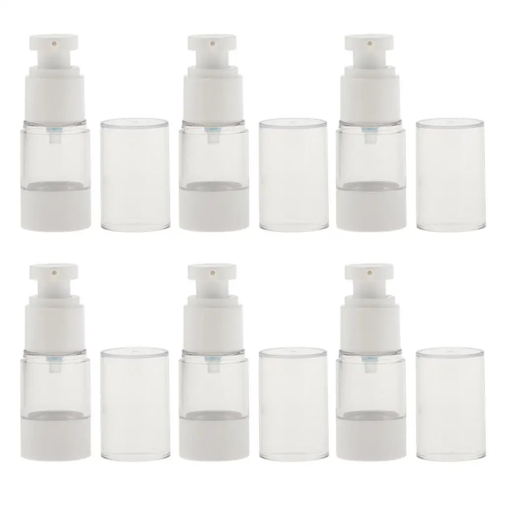 6 x Women Vacuum Airless Spray Bottle Refillable Cosmetic Vials Container Great for Storing , Perfume, Toner, Essential oil