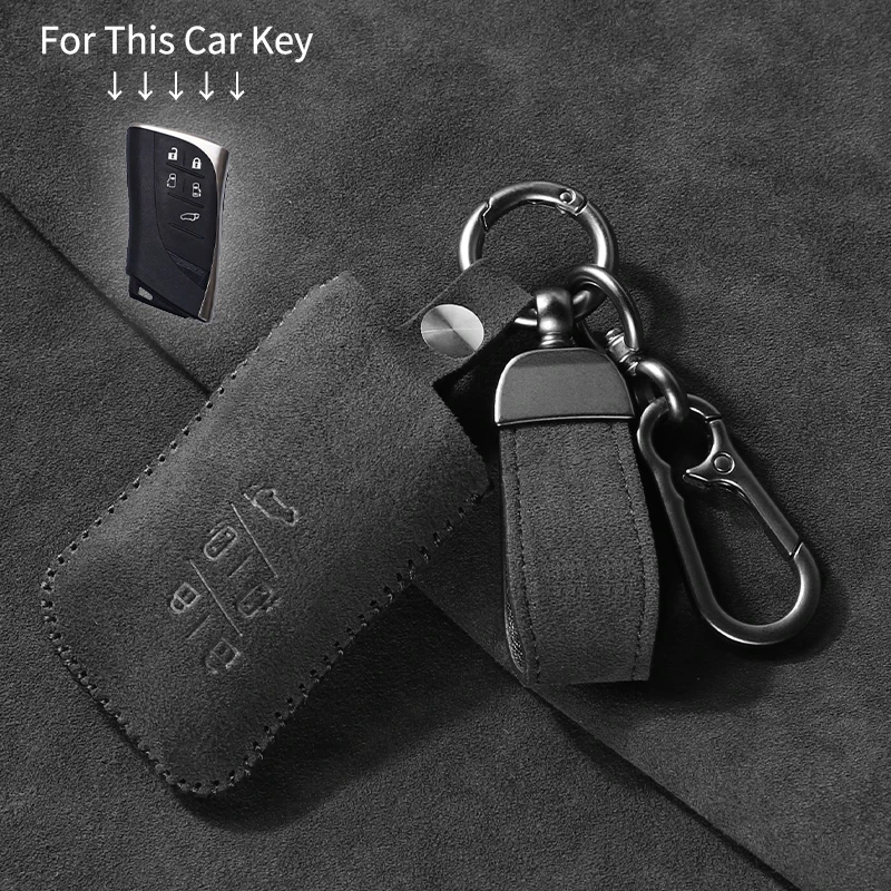 Alcantara Suede 5 Button Car Key Case Cover For Lexus LM350h LM500H 2023 2024 Car Key Protection Shell Accessories