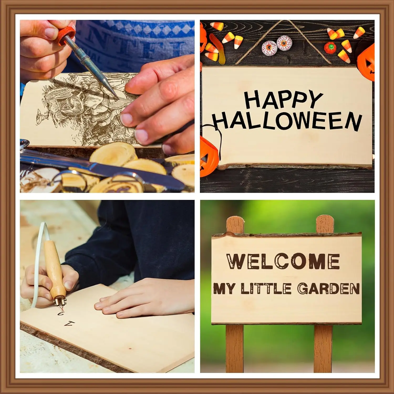 6 Unfinished Hollow Live Edge Wood Slabs for DIY Crafts, Rustic Home Decor, Weddings (13x9-11 Inch)