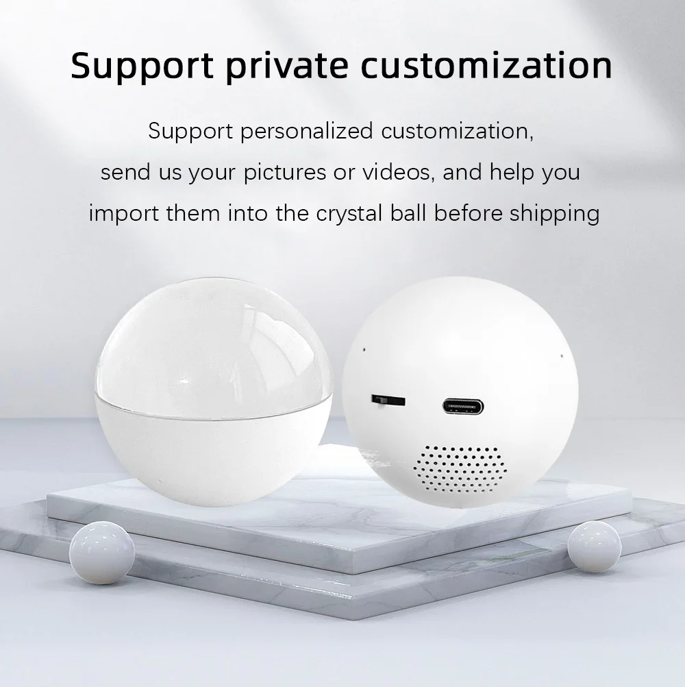 3D WiFi upgraded version crystal ball DIY video playback display electronic ball, suitable for displayfamily and friend gifts