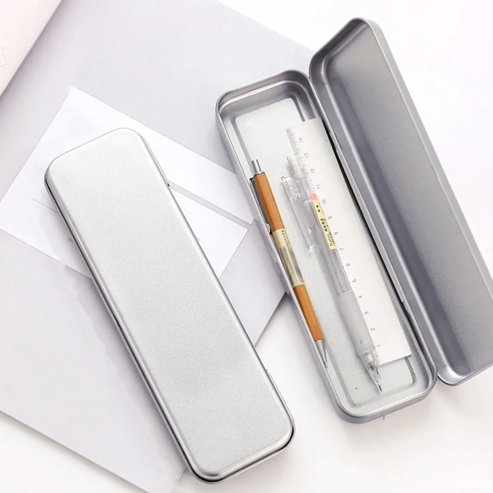 

3 Pcs Rectangular Tinplate Pencil Cases 160x54x20mm Durable School Office Supplies Organizer Storage Box