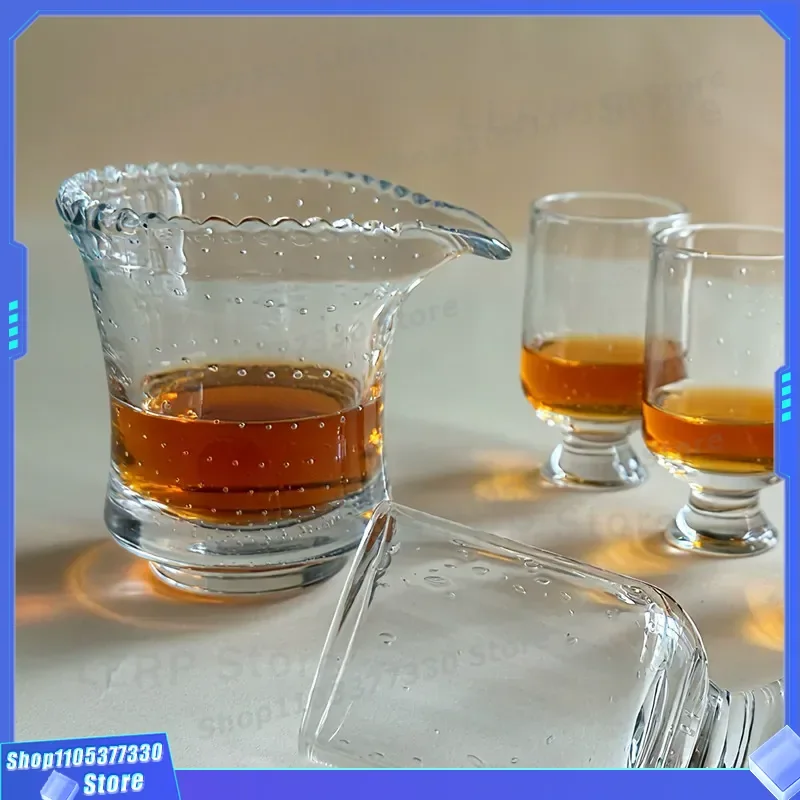 Handmade Lace Bubble Glass Cup High End Crystal Drinking Vessel for Men Elegant Design Transparent Whiskey Tumbler Home Bar