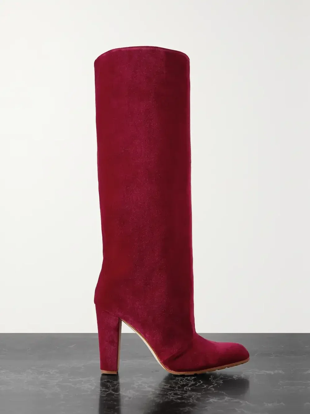

Red Suede Square Toe Knee-high Boots Solid Block High Heels Pull-on Women Stilettos Women Shoes New Arrivals Luxury 2025 Sexy