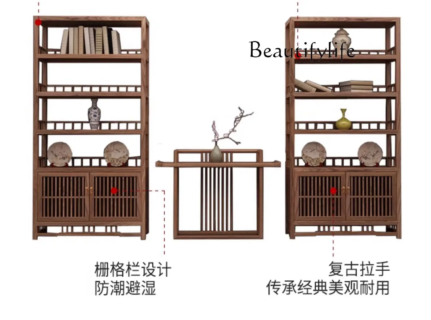 

Chinese Antique and Curio Shelves Zen Tea Table Tea Set Display Cabinet Office Furniture Partition Storage Rack