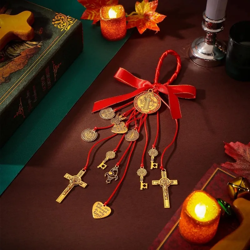 1 قطعة وسام سانت بنديكت حماية من نعمة الشر الكاثوليكية سانت بينيتو ميدالا دلايات المجوهرات للنساء الرجال سيارة هدية