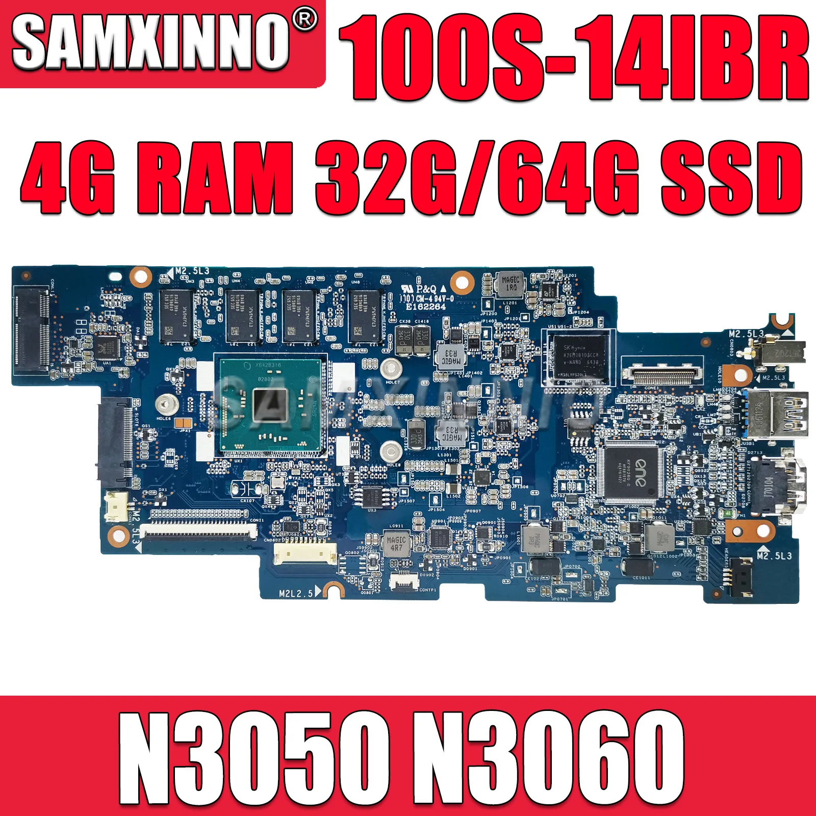 

For Lenovo IdeaPad 100S-14IBR Laptop Motherboard with N3050/N3060 CPU 4G RAM 32G/64G SSD Mainboard 100% Tested Work