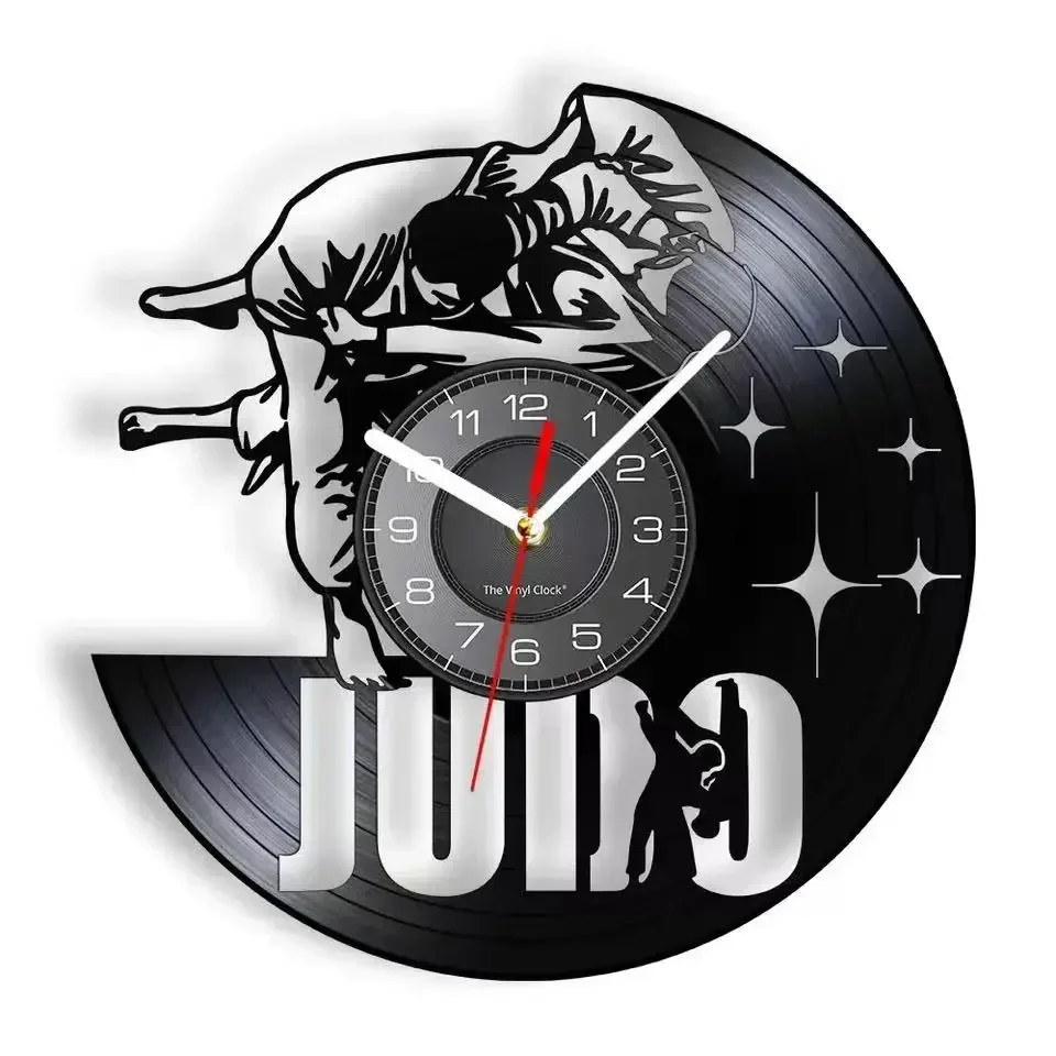 Japanese Martial Art Home Decor Judo Vinyl Record Wall Clock Jiu-Jitsu Frameless Silent Non Ticking Wall Watch Judoka Gifts