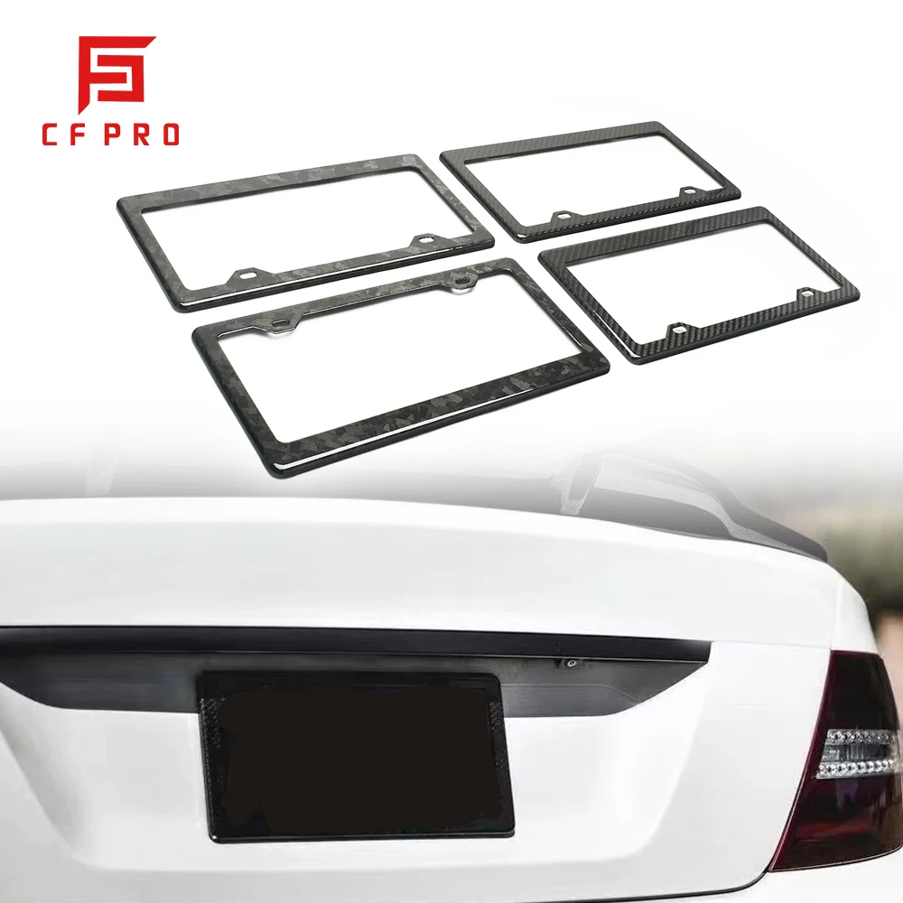 

Custom logo Carbon Fiber Forging grain License Plate Frame Tag Cover Protection Rack Standard For US Vehicles