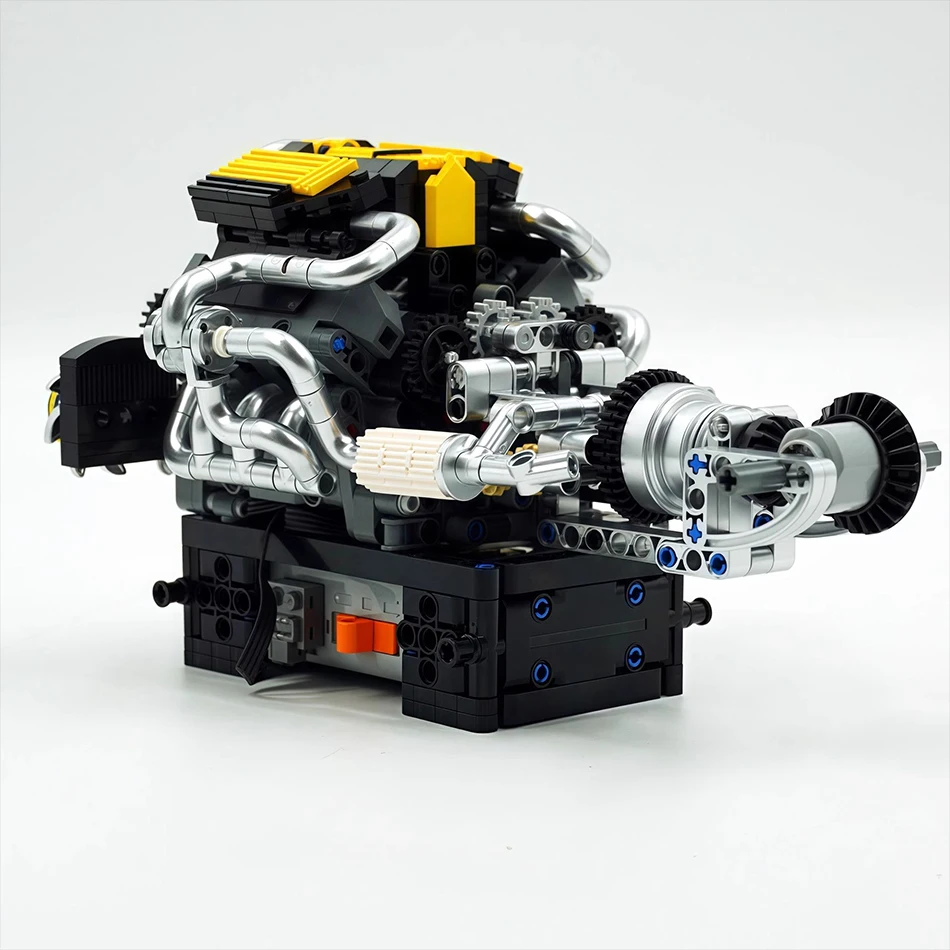 기술 전기 PAG Supercar V12 엔진 빌딩 블록 자동차 부품 전동 시뮬레이션 엔진 벽돌 장난감 성인용 어린이 선물
