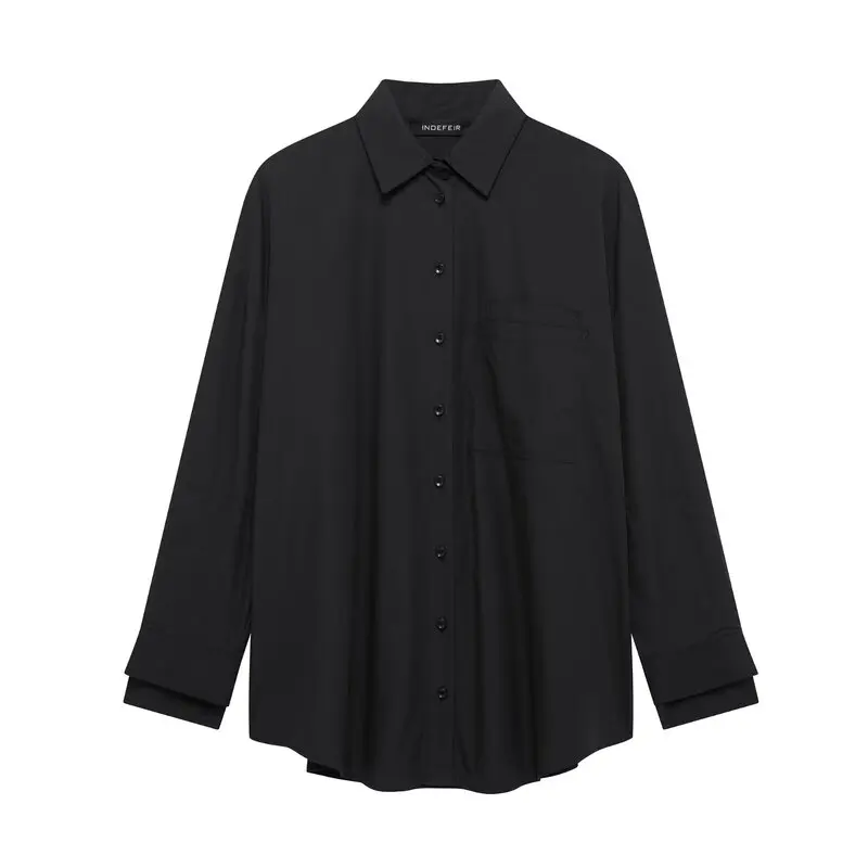 Printemps 2025 femmes coton Long Sve col rabattu soie ample irt Simple Sle Faionable polyvalent coupe confortable