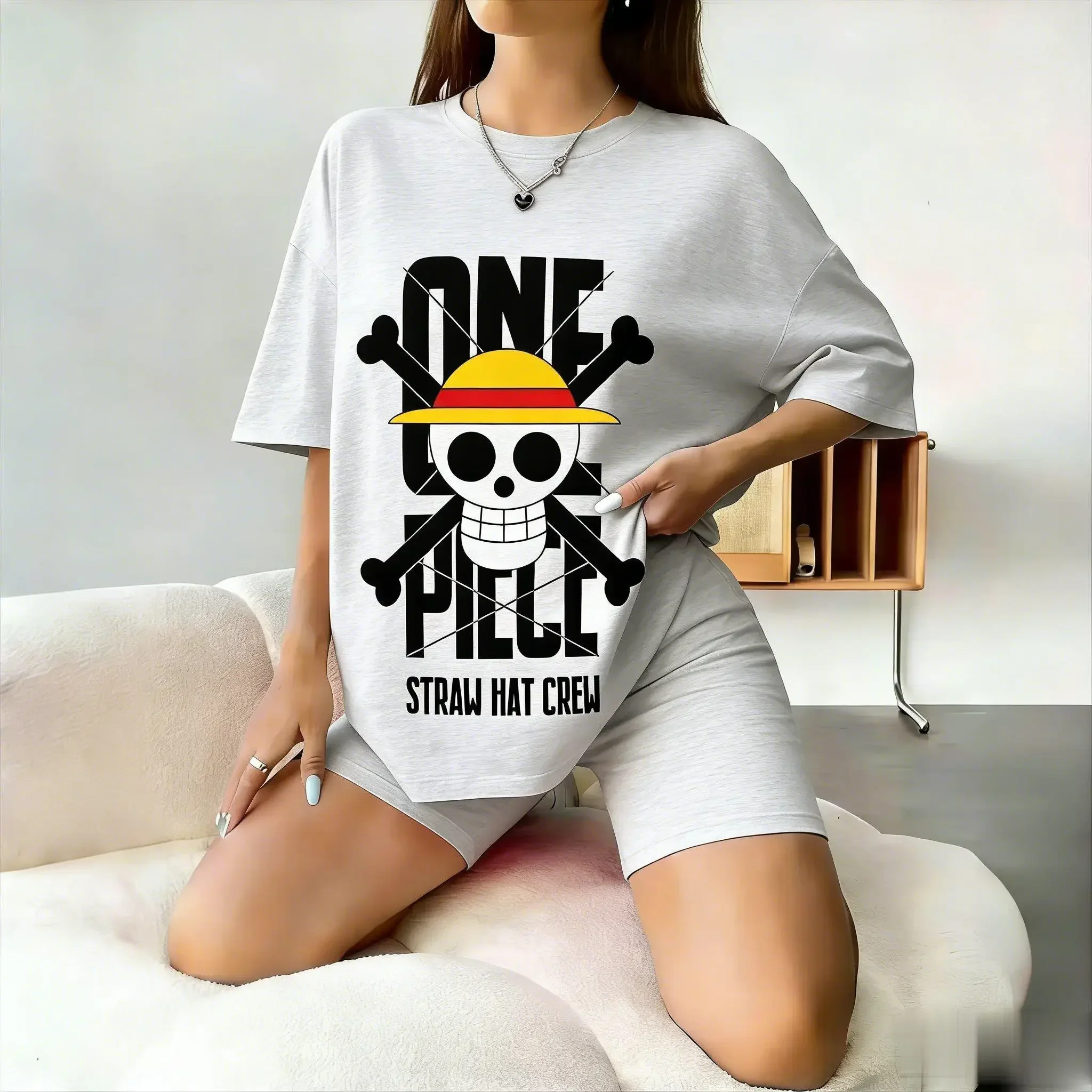 One Piece Straw Hat Crew Anime T Shirt Men Kids Loose Cotton Short Sleeve Tee Top Luffy Graphic Summer Casual Streetwear Y2k