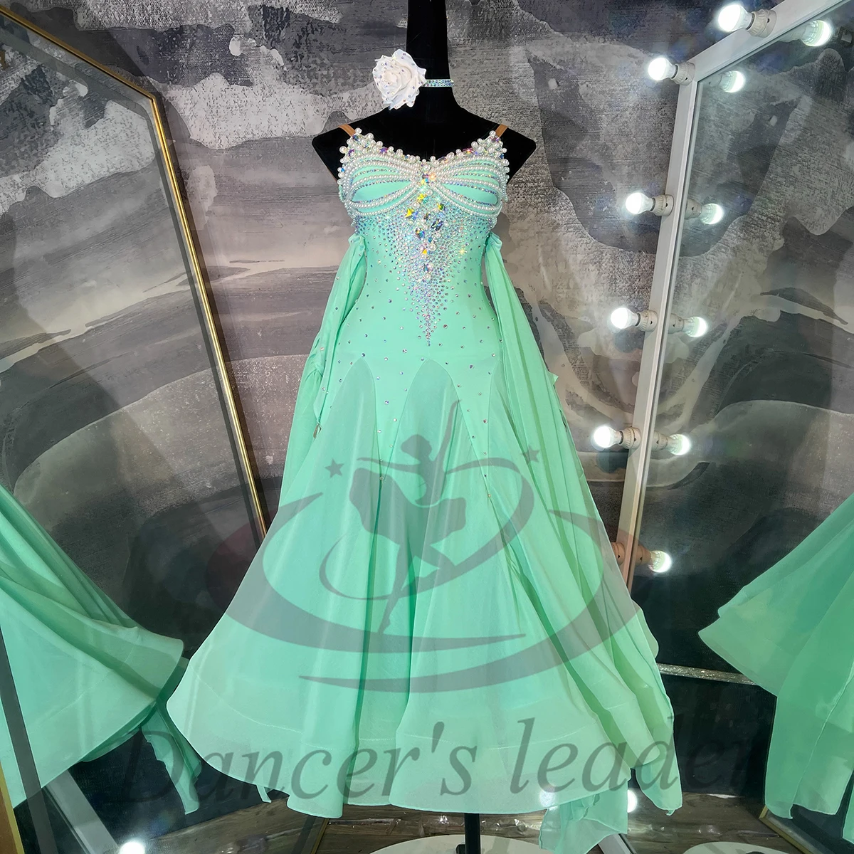 

Latin Dance Adult Children'S Dress High-End Custom Matcha Light Green Modern Cha Cha Tango Women'S Professional Clothing