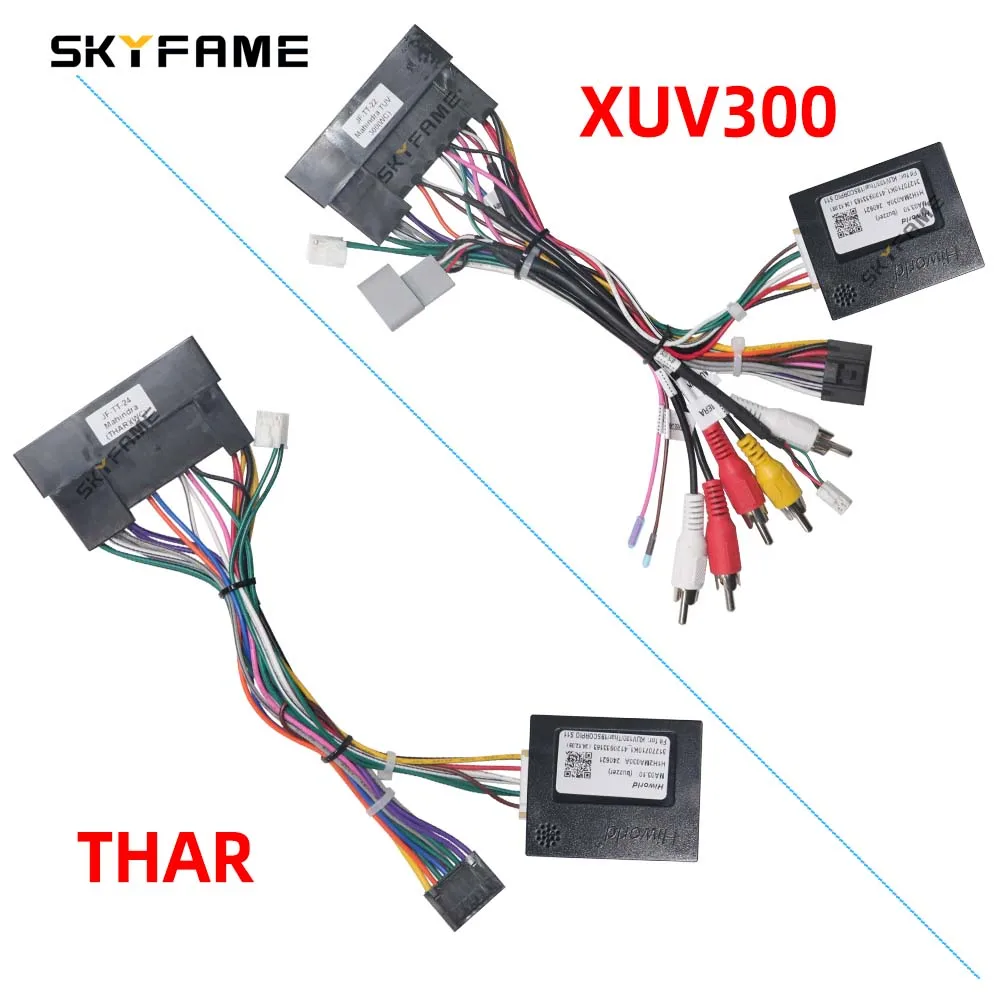 SKYFAME Car 16pin Wiring Harness Adapter Canbus Box Decoder Android Radio Power Cable For Mahindra XUV300 THAR TUV300 MA03.10