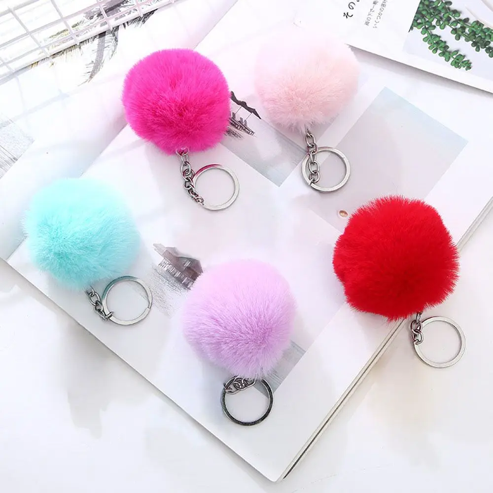 20 Colors Trendy Bag Pendant Fluffy Fur DIY Fur  Ball Key Chain Fashion Accessories Keychains Key Ring