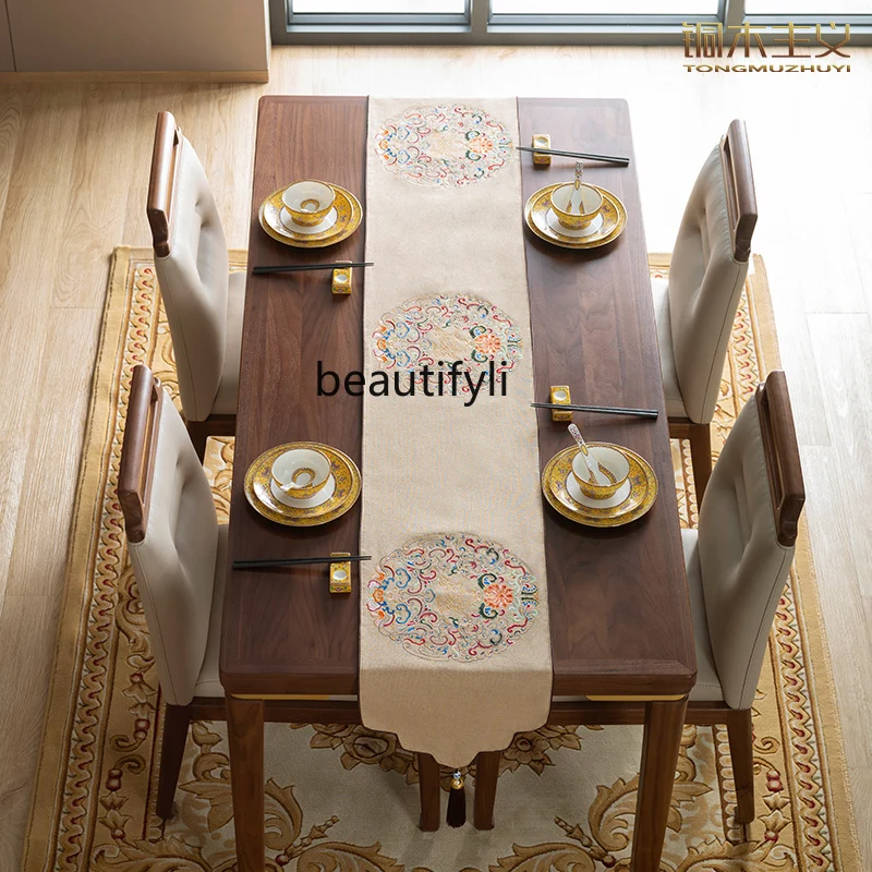 North American black walnut solid wood dining table and chairs dining side cabinets dining room furniture modern and simple