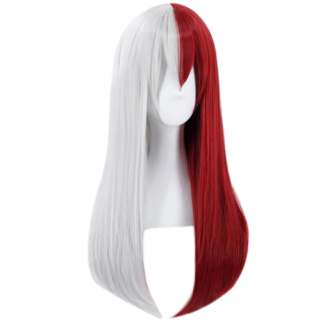 Half Silver Wig Cosplay Costume Synthetic Wig Ombre Red Wig for Women Long Natural Wavy Wigs for Halloween