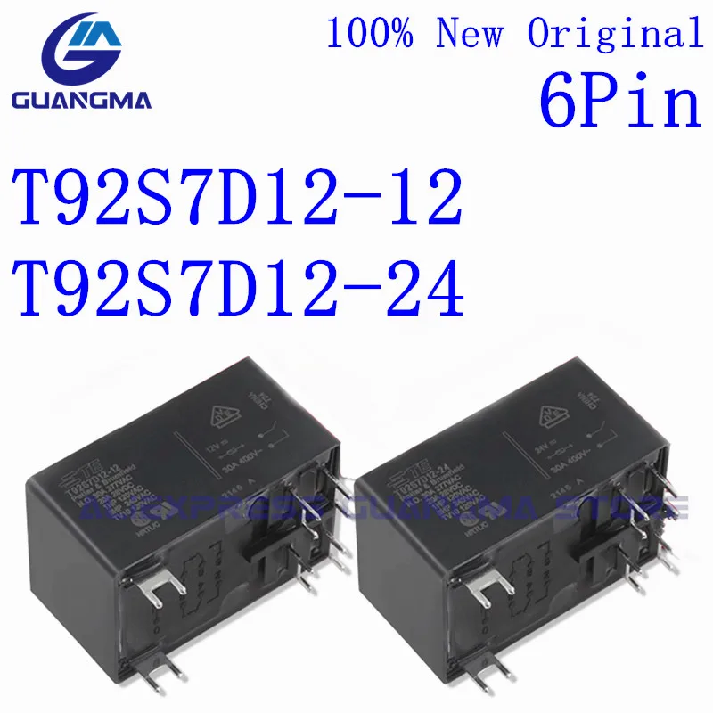 

10PCS 100% New Original Relay T92S7D12-12 T92S7D12-24 Relays T92S7D12 12VDC 24VDC 30A 277VAC 6Pin