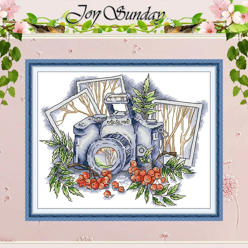 Autumn Through the Lens Patterns Counted Cross Stitch Set 11CT 14CT 16CT HD Stamped DMC Cross-stitch Kit Embroidery Needlework