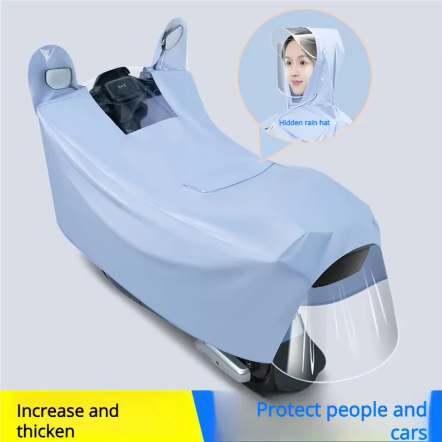 2-in-1 riding raincoat electric bicycle cover with enlarged and thickened cloak raincoat for rainstorm prevention
