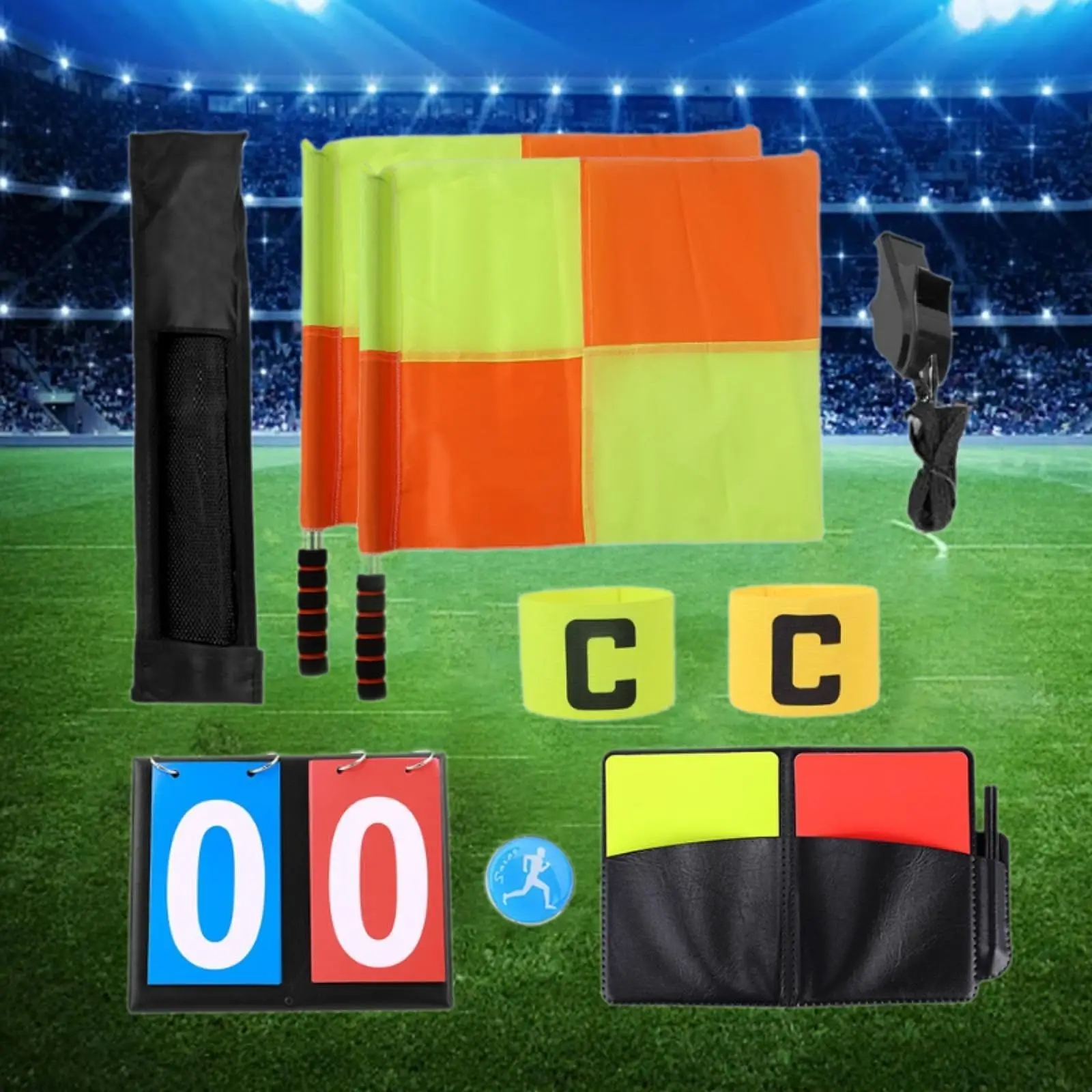 

Soccer Referee Kit Portable Soccer Ref Flag for Football Soccer Games