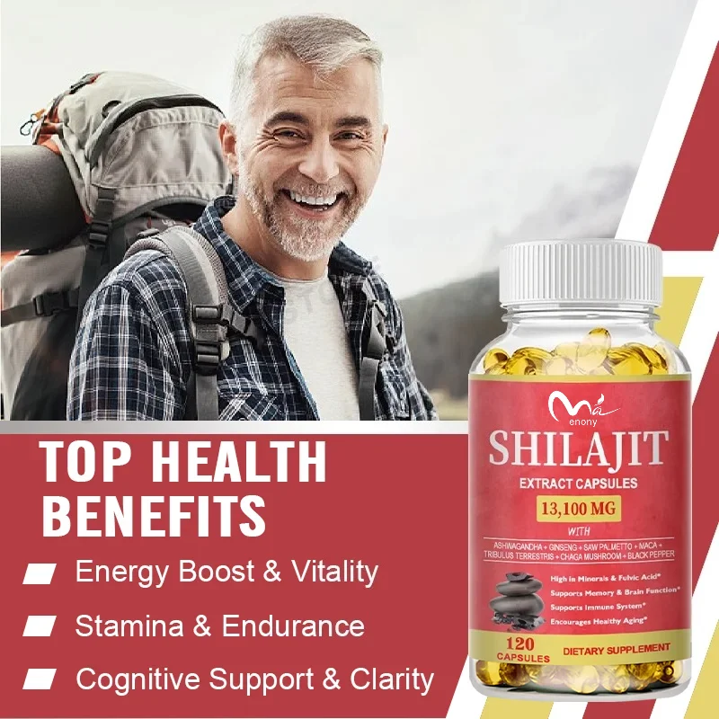 SHILAJIT Capsules for Enhancer Energy, Stamina Booster, Brain Cognitive, Immune Support Supplement