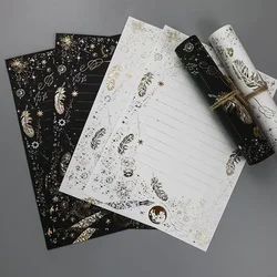 Vintage Feather Envelopes Black White Bronzing Letter Pads Wedding Party Invitation Card Cover Gift Packaging Korean Stationery