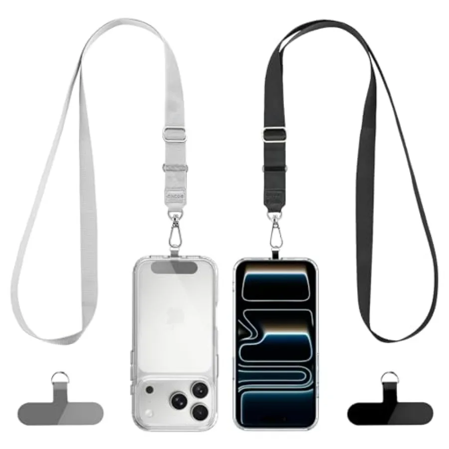 

Phone Lanyard 2 Pack-2× Adjustable Neck Strap, 2×Patches, Universal Multifuctional Lanyards Compatible with Most Smartphones Bl