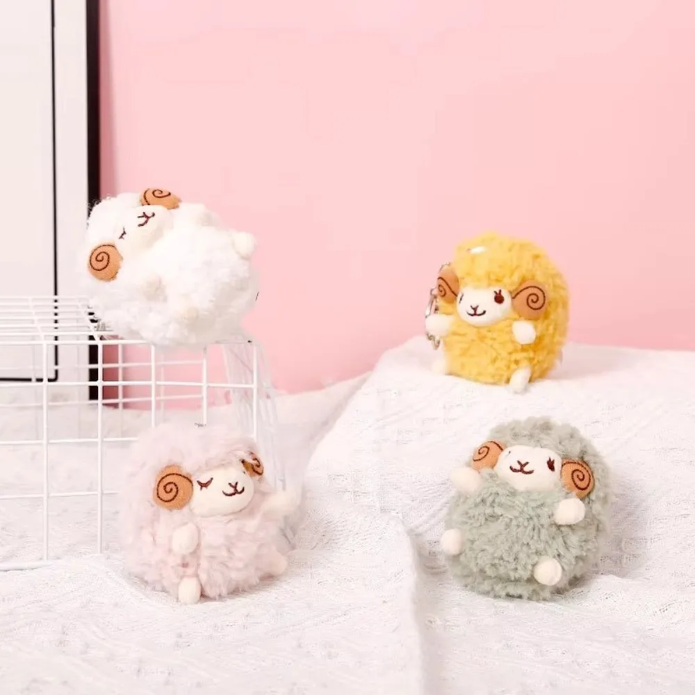 Mini Size Sheep Pendant Soft Fluffy Texture Cartoon Anime Style Mini Sheep Pendant Hanging Loop Keychain Attachment