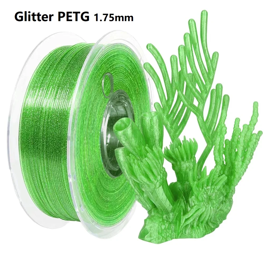 

Новая блестящая нить PETG 1,75 мм, 1 кг, 500 г, 250 г, 3D-принтер FDM, пластиковый материал, блестящая нить PETG, синий, зеленый, черный, комплект