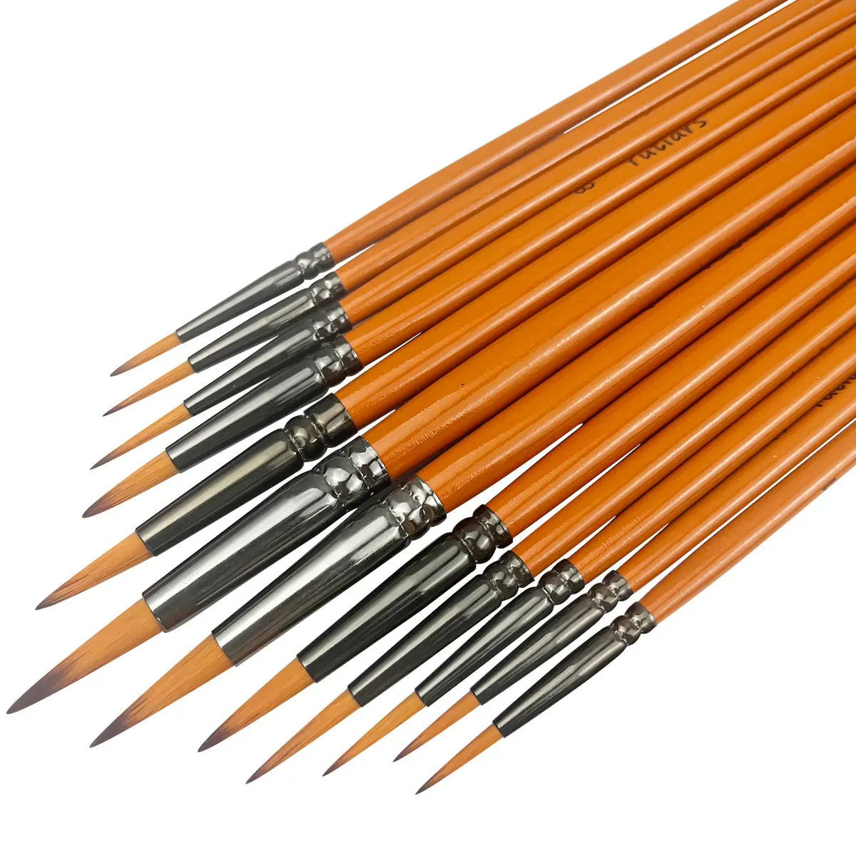 

12pcs Different Colors Round Pointed Tip Paint Brushes Set for Watercolor, Acrylics, Ink, Gouache, Oil, Tempera Brown