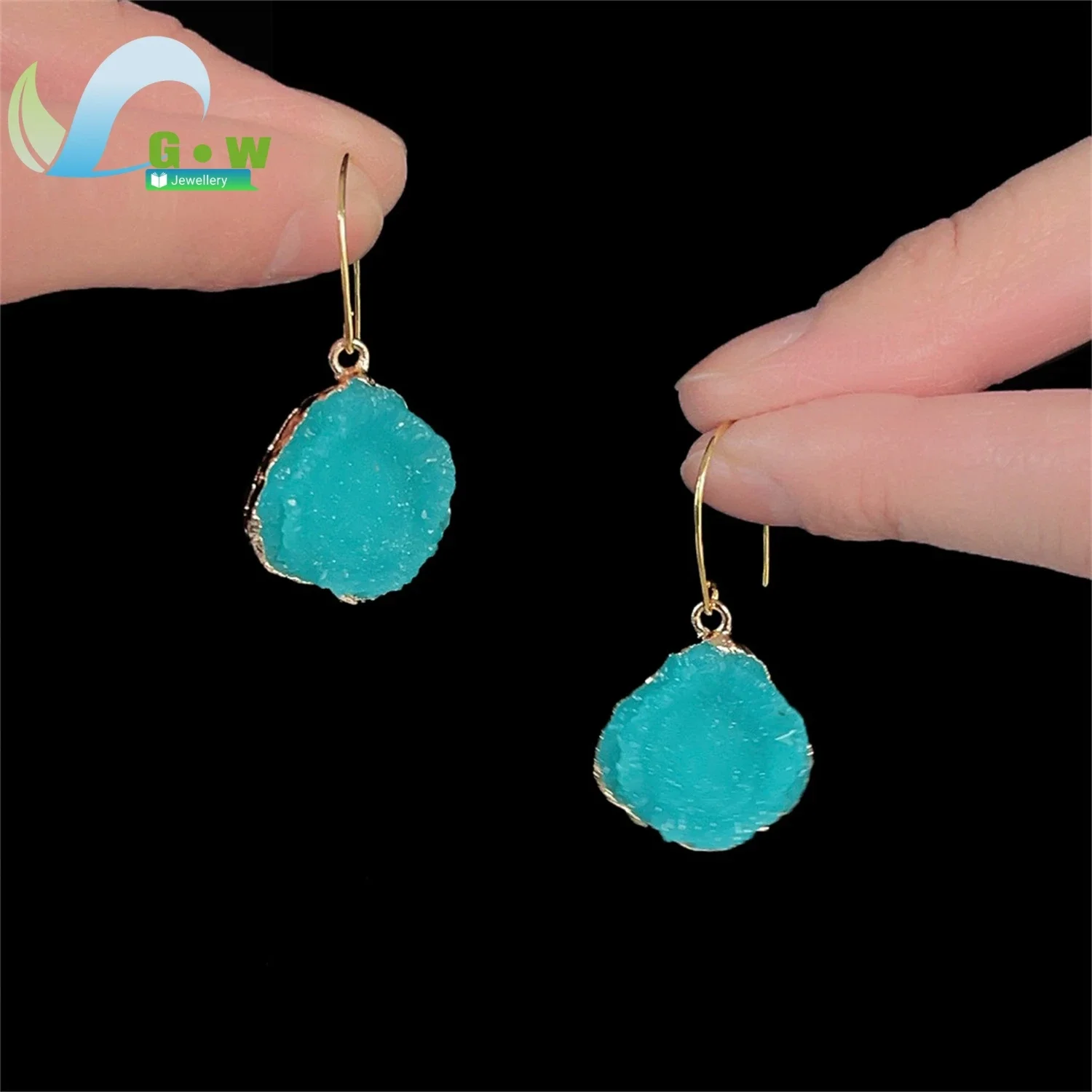 Spring Summer Elegant Lake Blue Geometric Dangle Earrings For Women Minimalist Luxury Chic Jewelry Party Daily Wear Office Vacat