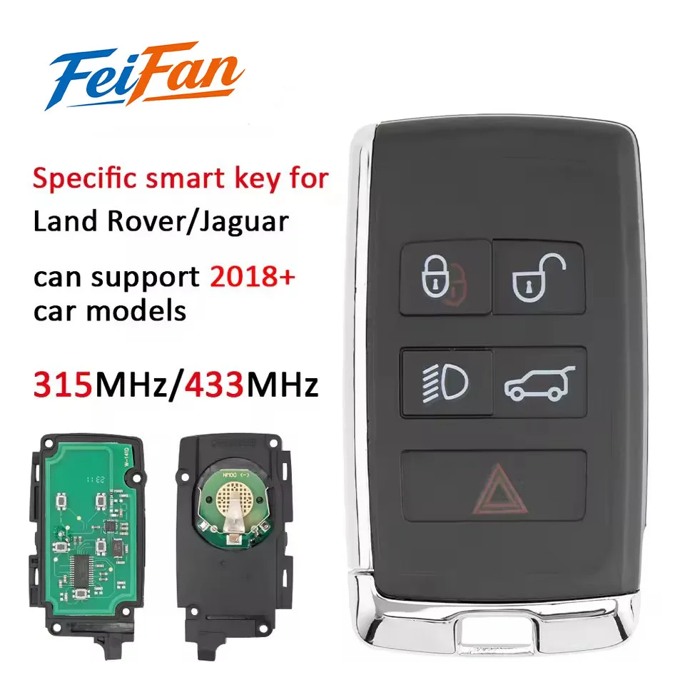 FeiFanCar Key 2018-2023 Fob For Land Rover Range Rover Evoque 5 Button 315MHz 434MHz Fob JK52-15K601-BG JK52-15K601-DJ KOBJXF18A