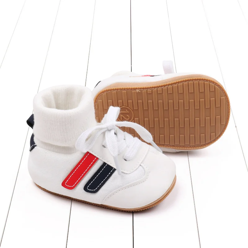 Baby Shoes Soft Cotton Ankle-covered Sock Style Sneaker High Quality Sole Toddler Prewalking Shoes Classical Design 2024 BXC3182