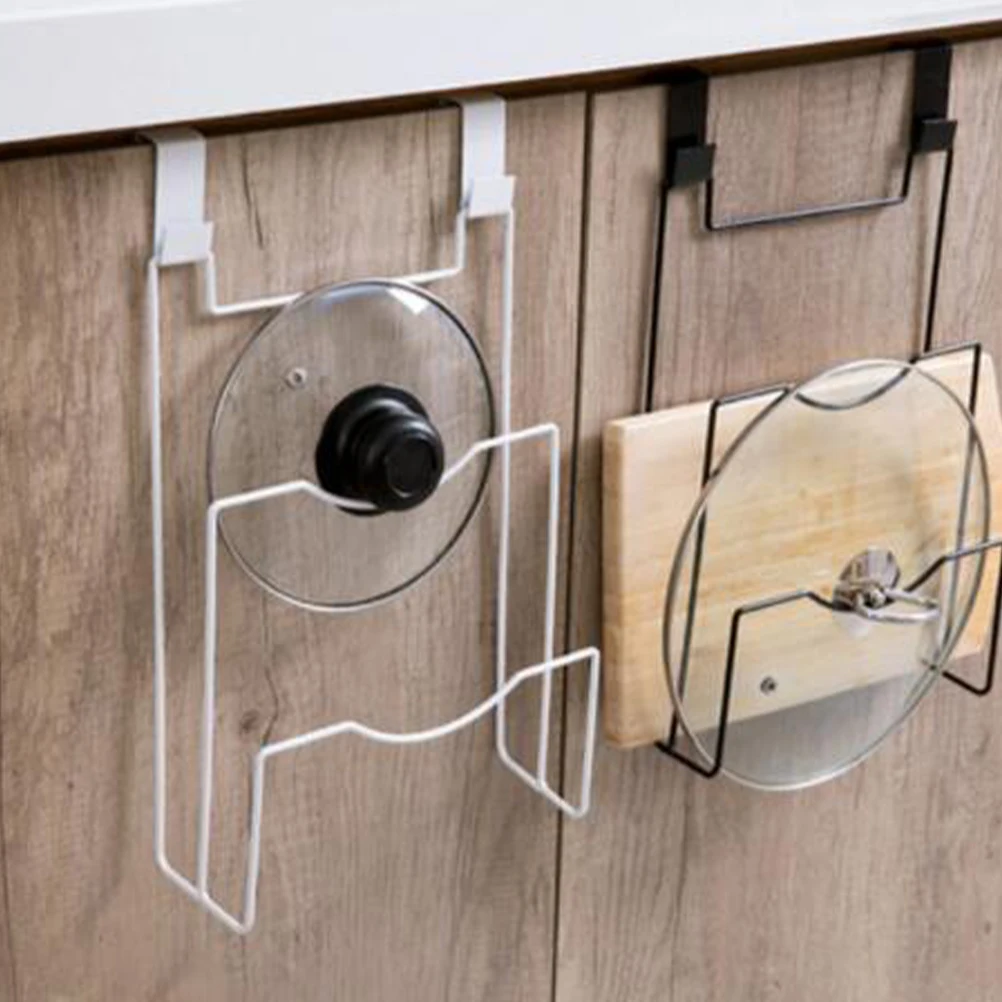 

Lid Rack for Door Back Heavy Duty Iron Storage Organizer Pan Cover Holder No Drilling Space Saving Dish Drying Shelf