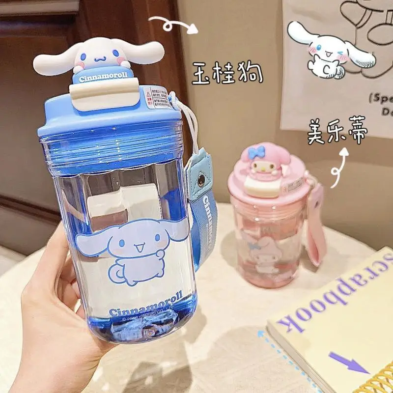 Sanrio 480ml Large Capacity Doll Water Cup Cinnamoroll My Melody Pochacco Pompompurin Kettle Kuromi Office Coffee Cups Kids Gift