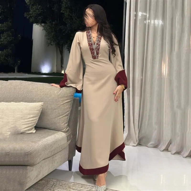 ชุดราตรีทรงเข้ารูปแขนยาว Aleeshuo รุ่นโมเดิร์น ปี 2025 คอวี เรียบง่าย แต่งระบาย แอพพลิเคชั่น ยาวถึงข้อเท้า ชุดงานเลี้ยง  สามารถสั่งตัดได้