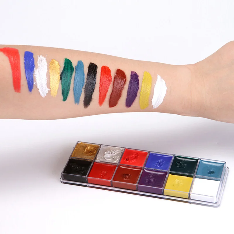 12 Colors Face Body Art Painting Body Paint Oil Painting Tattoo Makeup Cosmetic Bodypainting Halloween Party