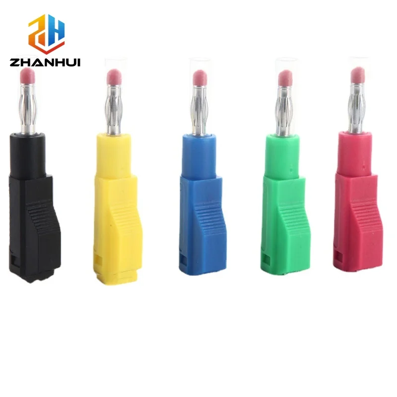 5Pcs 4mm Male Banana Plug - Retractable Tube Stackable Solder-Free Connector for Electronic Testing & Wiring
