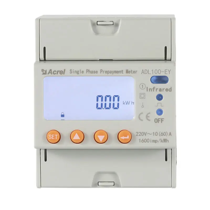 

Acrel 220~264V LCD Display 1-Phase Prepaid Din Rail Energy Meter 10-60A Voltmeter Ammeter 45~60Hz with Rs485 Modbus-RTU