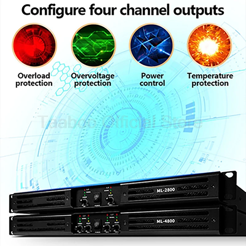

High Power 850W Professional Sound Amplifier 2/4 Channel Digital Hifi Audio Amplifier Speaker KTV Stage Home Subwoofer Amplifier