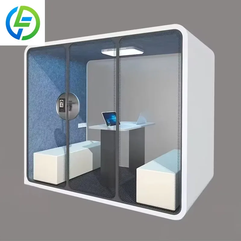 FOODLINE Customized 4-Person Modular Office Work Meeting Pod Eco-Friendly Phone Booth Silent Cabin with Facial Recognition Lock