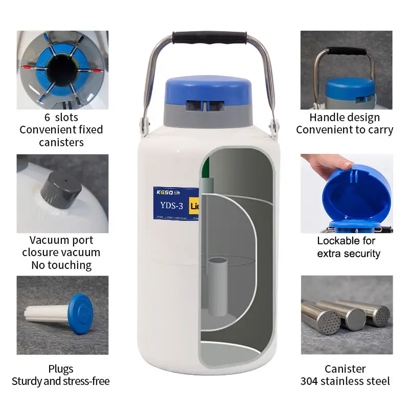 Liquid Nitrogen Can 3L Empty Aluminium Container Artificial Insemination Semen Tanks Used For Liquid Nitrogen