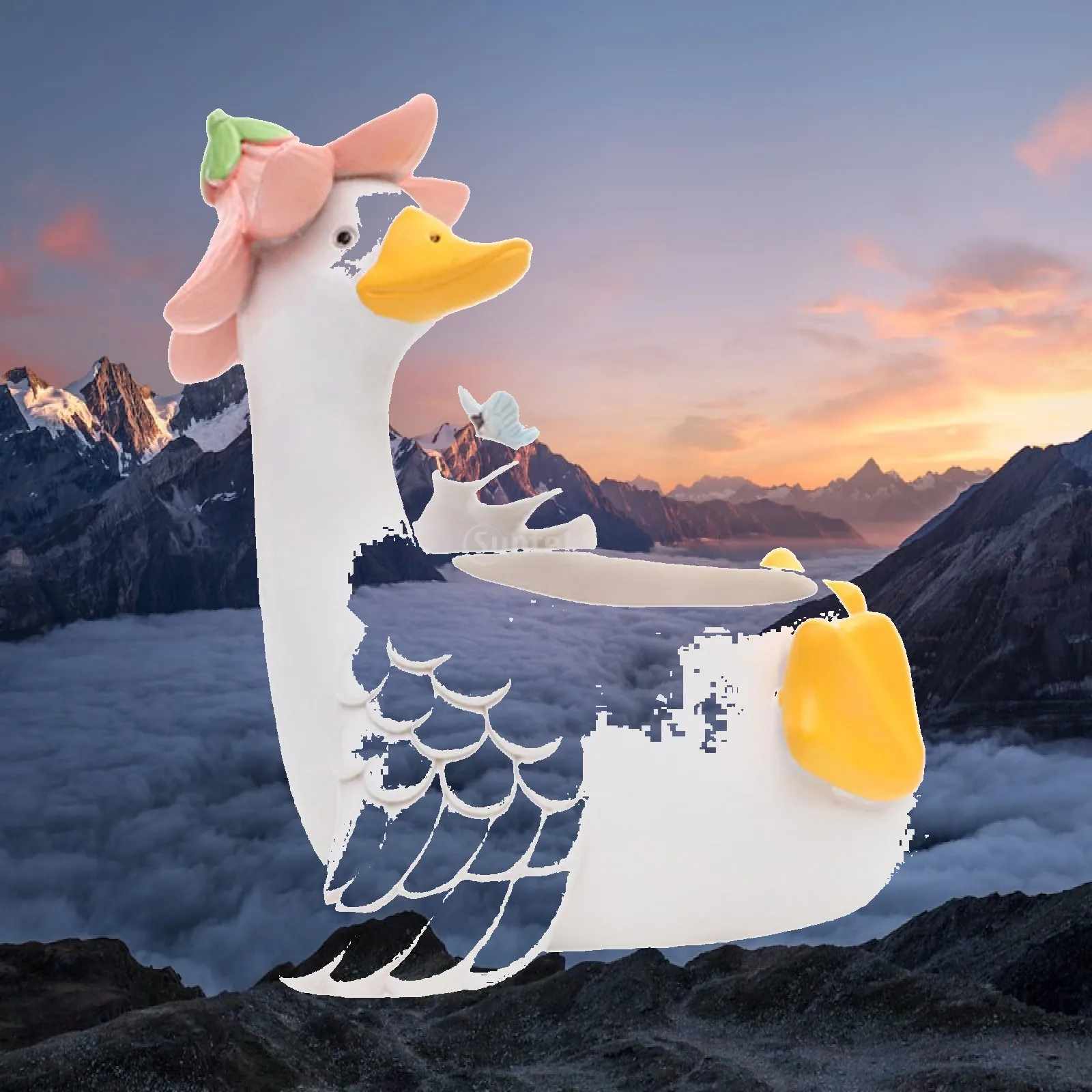 Cartoon Goose Planter Resin Flowerpot Compact Head Planter Charming Decor for Patio Desk and Garden Spaces