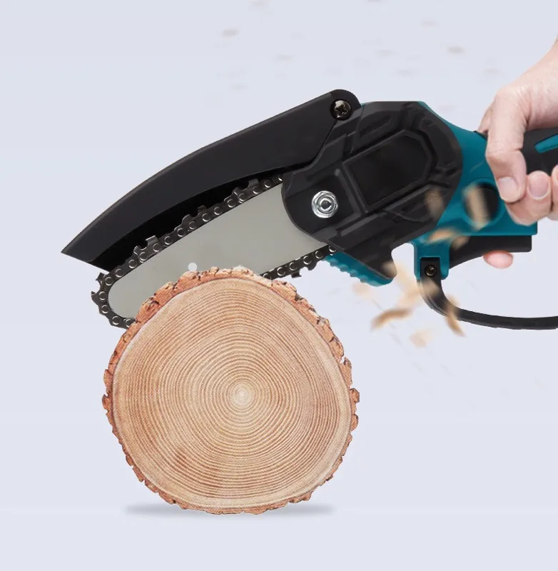 6 Inch Mini Cordless Electric Chain Saw Woodworking Handheld Pruning Chainsaw Garden Portable Cutting Tool for Makita Battery